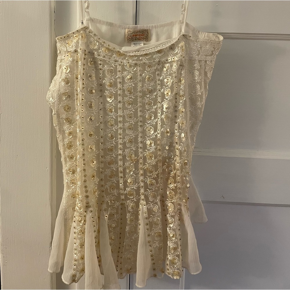 Flower Beaded Lace Blouse